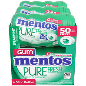 Store display of Mentos Pure Fresh sugar-free gum on shelves