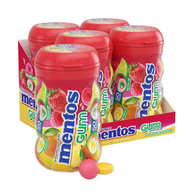 Mentos Sugar-Free chewing gum tropical red fruit lime bottle closed for on-the-go freshness