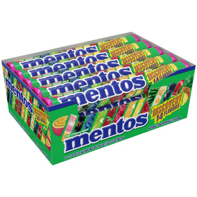 Mentos travel-friendly fruity snack for on-the-go enjoyment.