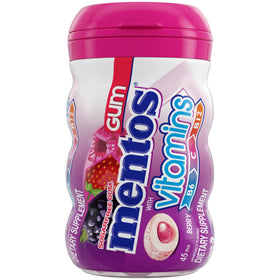 Mentos vitamin gum berry shell and center close-up highlights texture