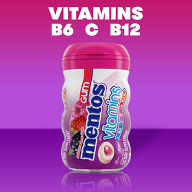 Mentos vitamin gum bottle with reclosable lid for freshness