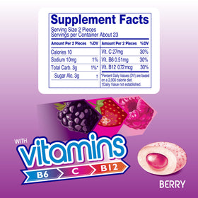 Mentos vitamin gum label highlights xylitol sugar-free formula