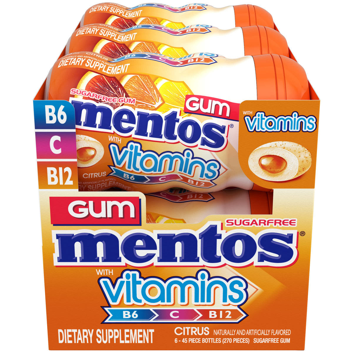 Mentos Vitamins Gum Citrus piece for on-the-go freshness
