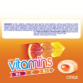 Mentos Vitamins Gum Citrus xylitol-granules hint at tooth-friendly sweetness