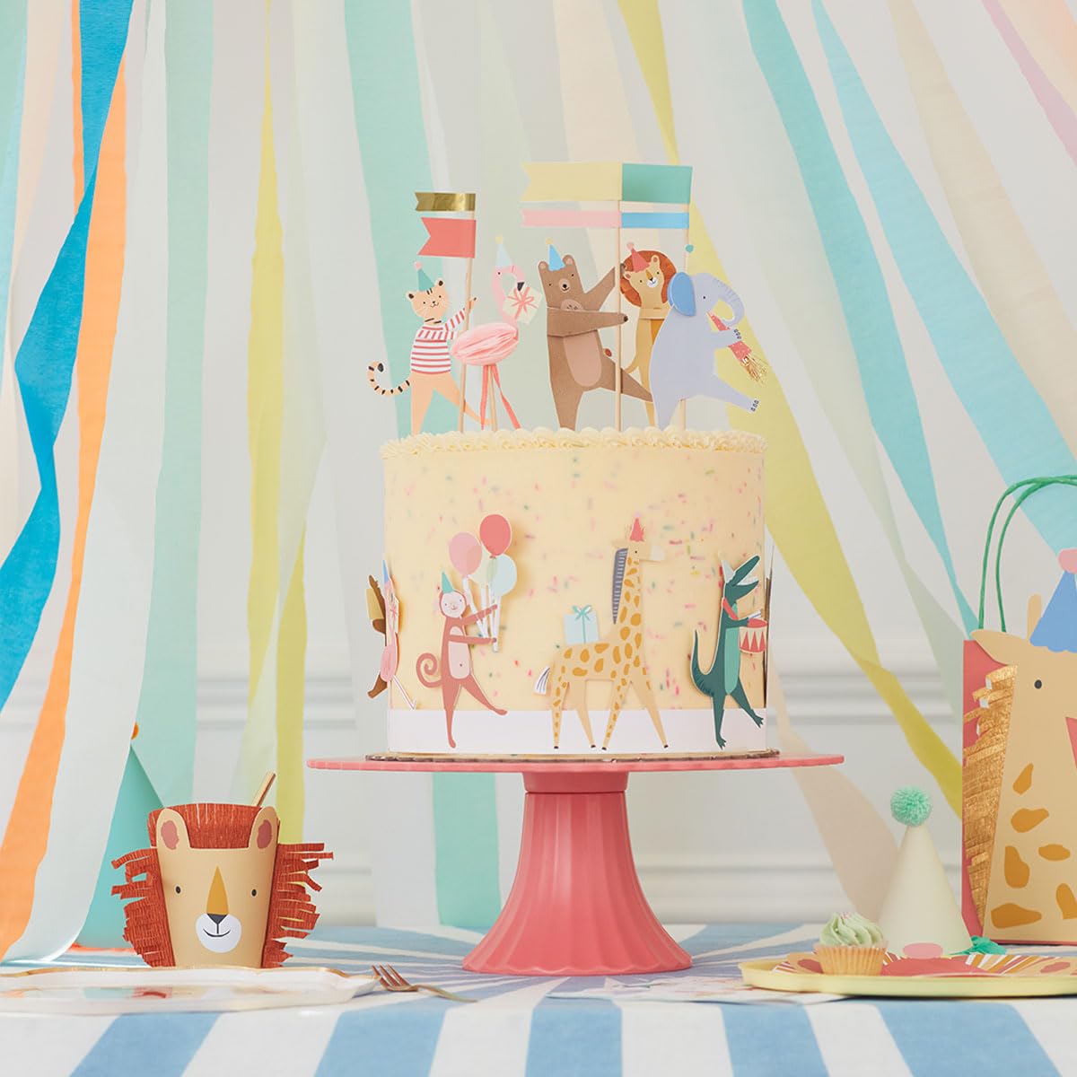 Meri Meri Animal Parade cake wrap with secure food-safe stickers.