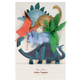Meri Meri Dinosaur Kingdom cake toppers showcase vibrant dinosaurs for a themed celebration.