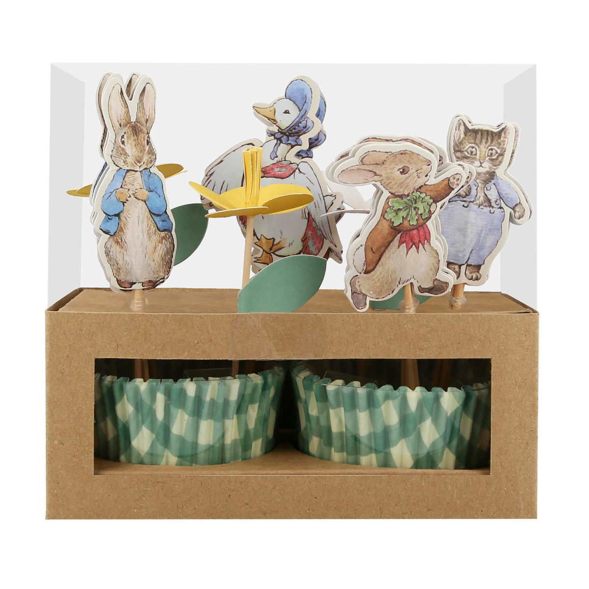 Meri Meri Easter cupcake kit toppers with Peter Rabbit characters for festive cupcakes
