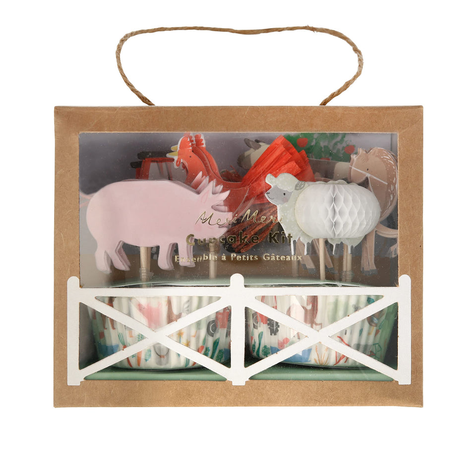 Meri Meri On The Farm toppers with animals add playful farmyard charm to cupcakes