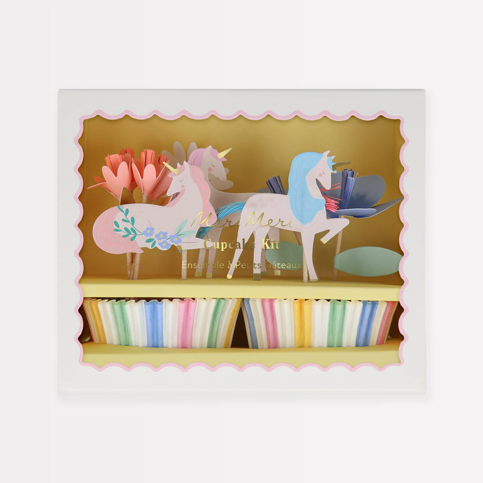 Meri Meri Meadow Unicorns Cupcake Kit toppers decorate cupcakes for birthdays