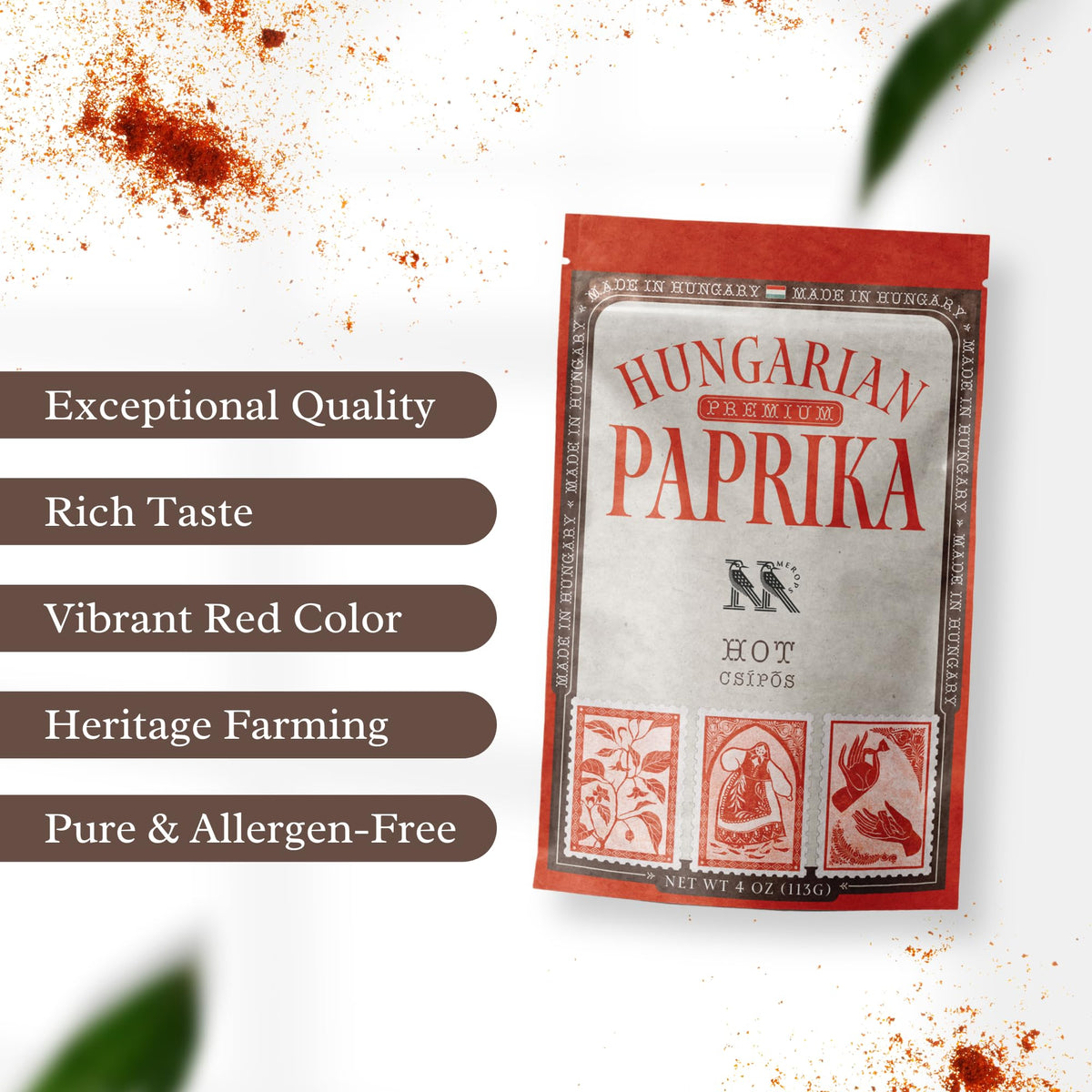 MEROPS paprika powder texture close-up shows fine grind ideal for seasoning