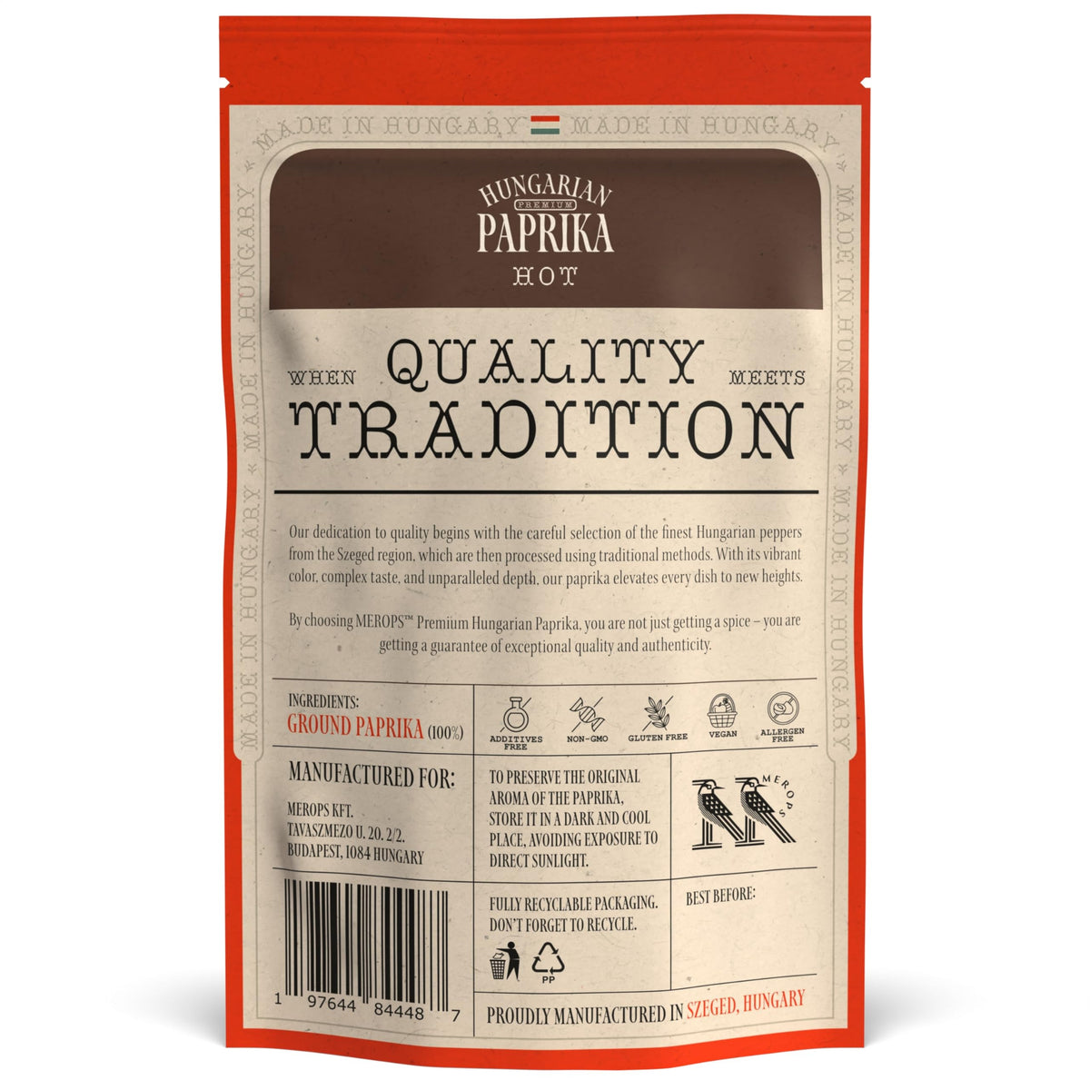 MEROPS paprika powder with vibrant crimson color enhances stews and sauces