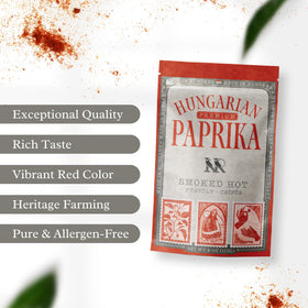 Close-up of MEROPS smoked paprika powder showing deep crimson color.