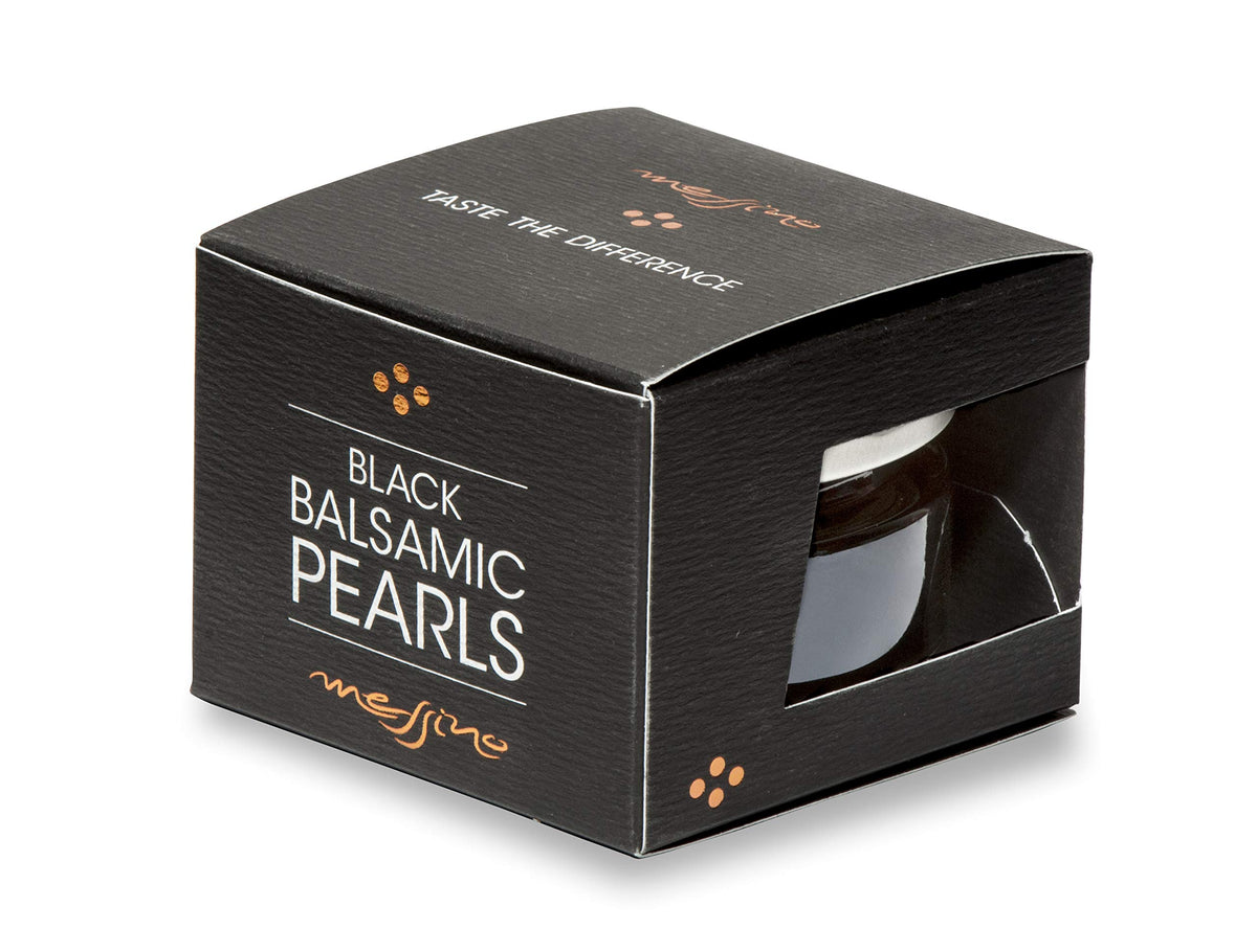Messino Black Balsamic Pearls bottle pour adds a gourmet finishing touch