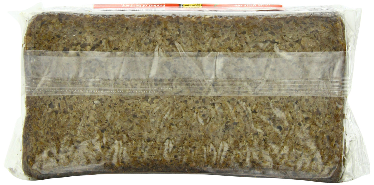 Mestemacher Whole Rye bread ingredients rye kernels highlighting natural whole grain quality.