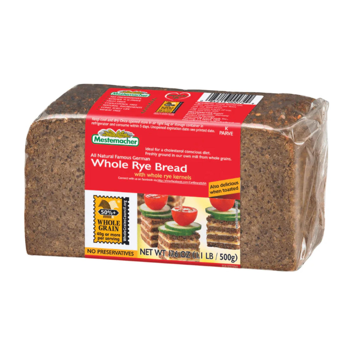 Mestemacher Natural High Fiber bread pack on kitchen counter