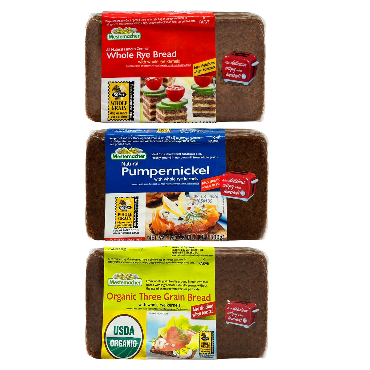 Mestemacher Organic Three Grain bread loaf for wholesome lunches