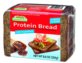 Mestemacher Protein Bread pack of nine loaves, ready for quick meals.