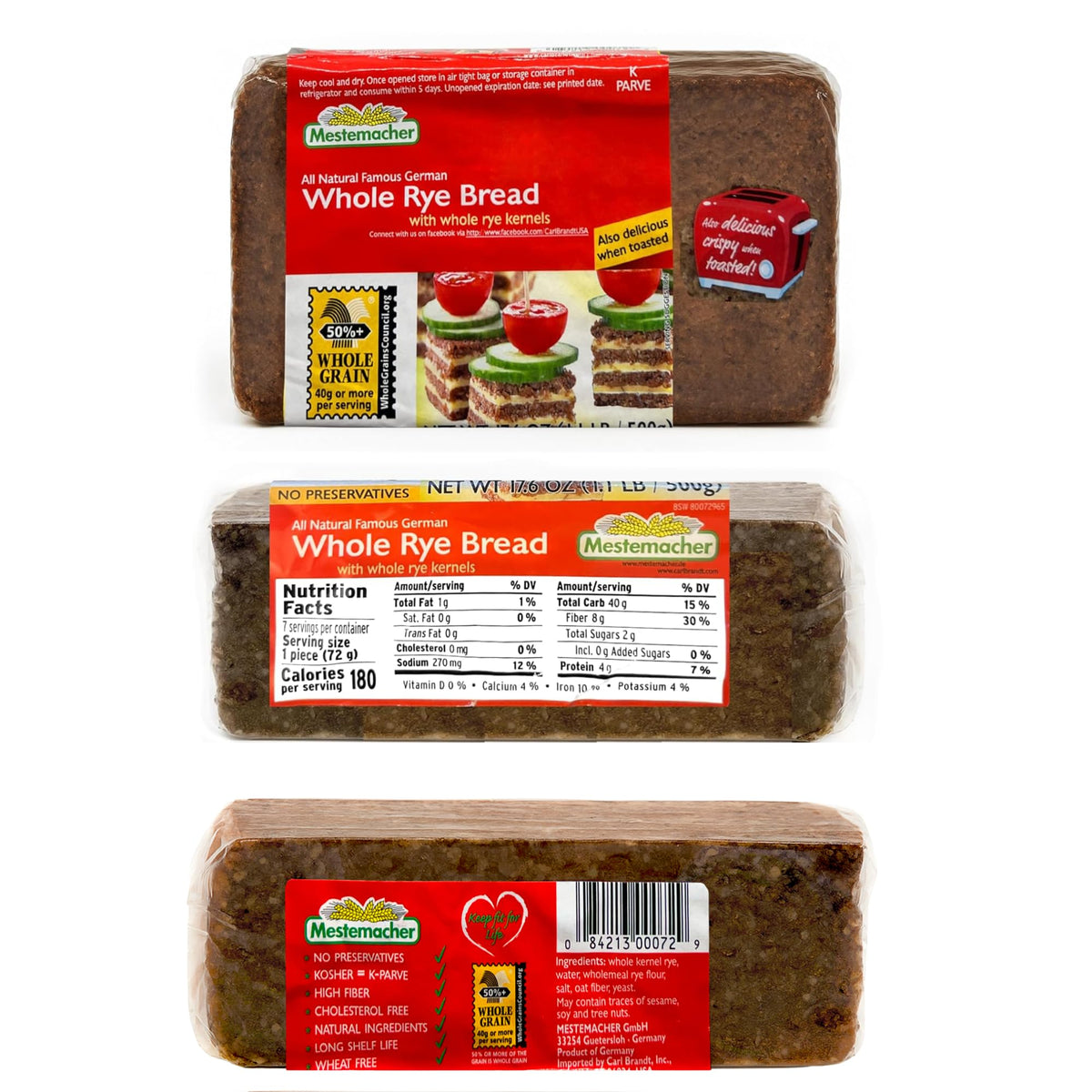 Mestemacher Pumpernickel bread slices for toast and toppings