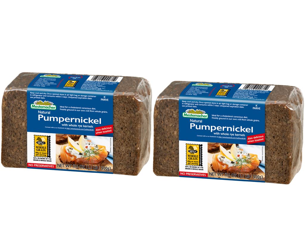 Mestemacher Pumpernickel whole grain bread loaf—nutty aroma and sturdy crust, ideal for toasting