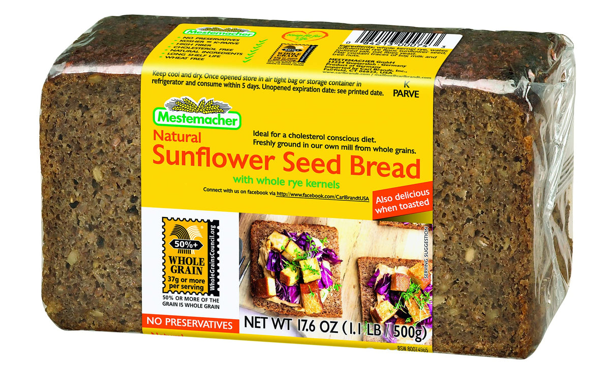 Mestemacher Sunflower Seed Bread 12-pack loaf, ideal for wholesome breakfasts and sandwiches
