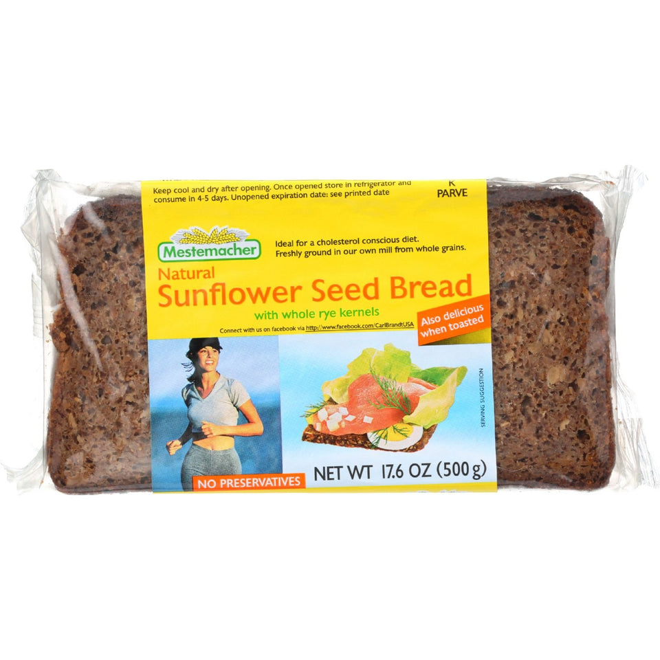 Mestemacher Sunflower Seed Bread loaf with hearty grains and seeds for a rich bite.