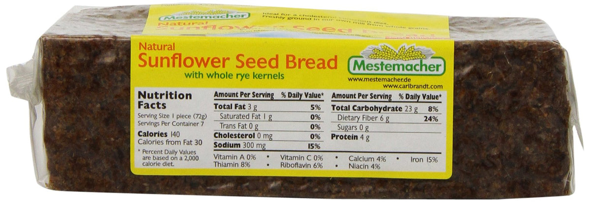 Mestemacher Sunflower Seed Bread loaf with seeds, perfect for toast and balanced snacking
