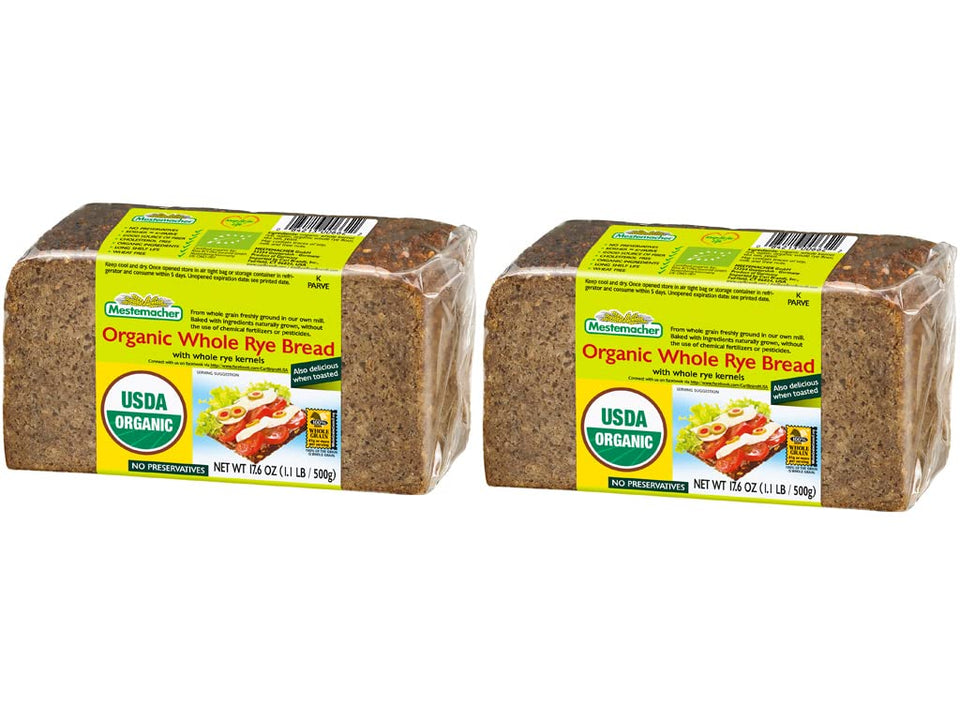 Mestemacher Whole Grain Bread sliced loaf, ideal for toasting and a fiber-rich meal.