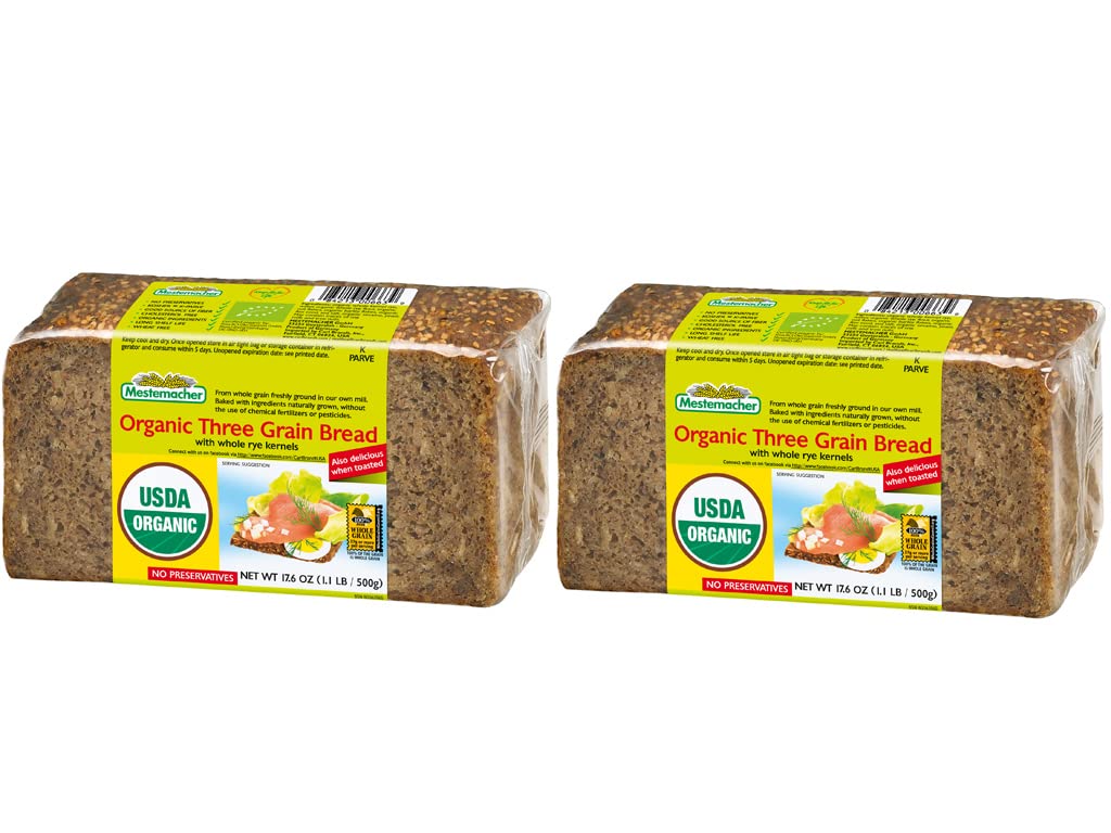 Mestemacher Whole Grain Bread, sliced loaves, high-fiber organic option for everyday toast.