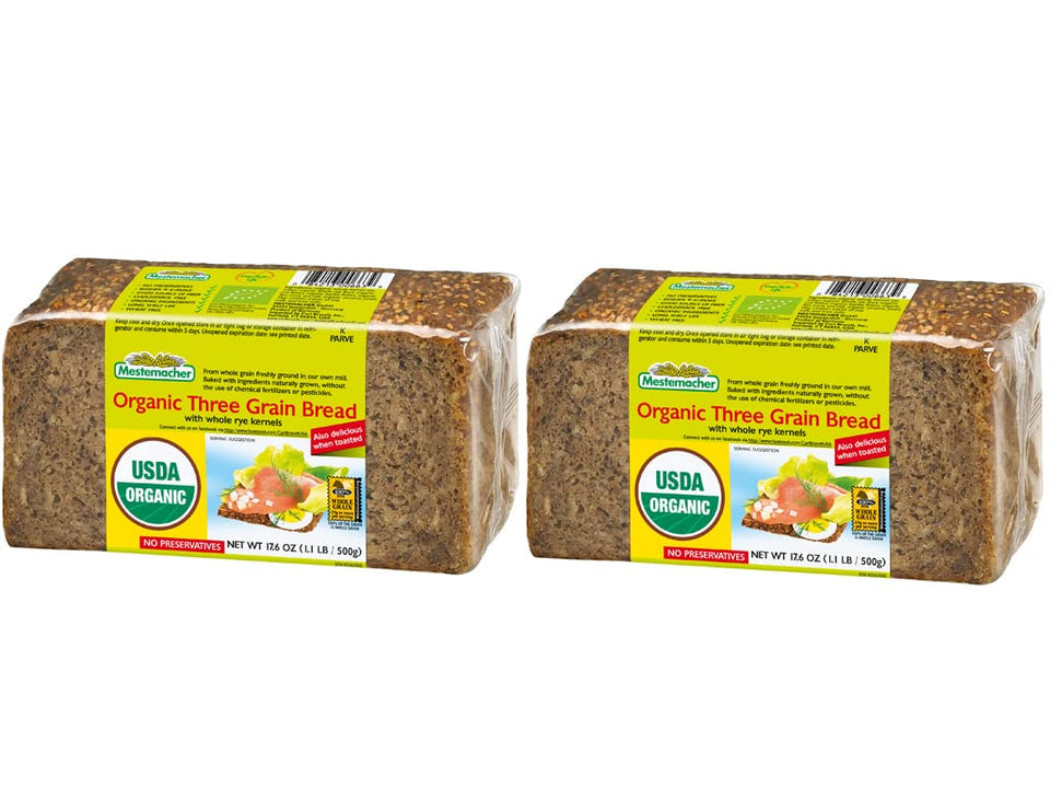 Mestemacher Whole Grain Bread, sliced loaves, high-fiber organic option for everyday toast.