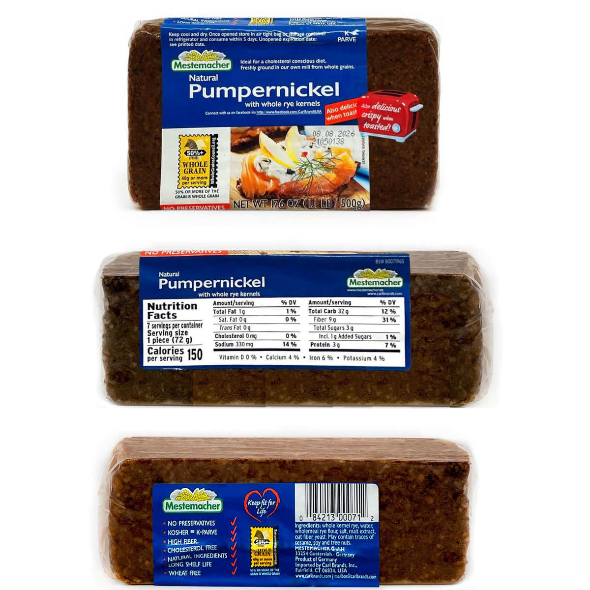 Mestemacher Whole Rye bread loaf for rustic sandwiches