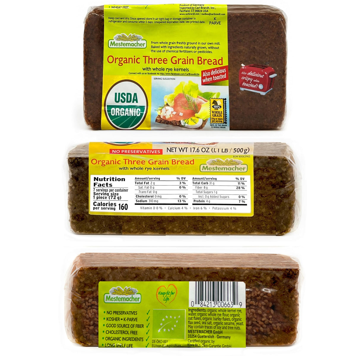 Mestemacher Whole Rye bread slices ideal for open-faced bites