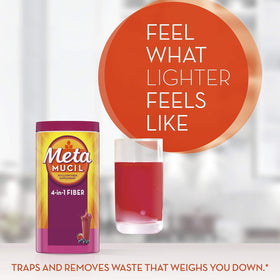 Metamucil Berry Burst tub shown in a bright kitchen scene