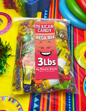 Mexgrim Halloween trick-or-treat setup with assorted candies