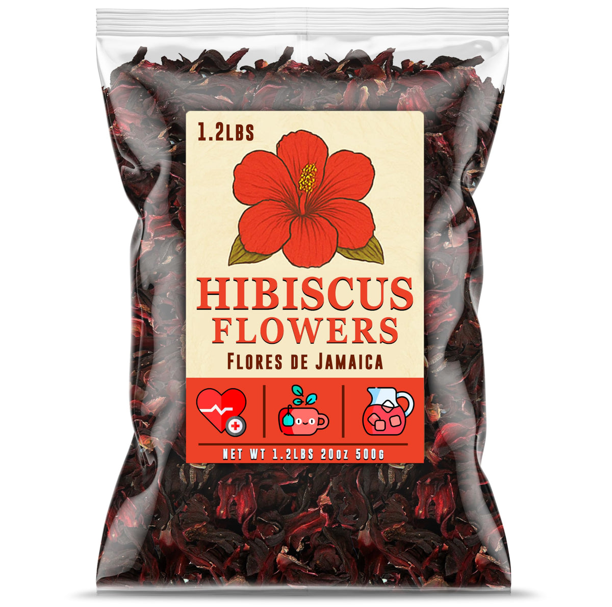 Mexgrim Hibiscus Flowers bulk bag for easy tea brewing