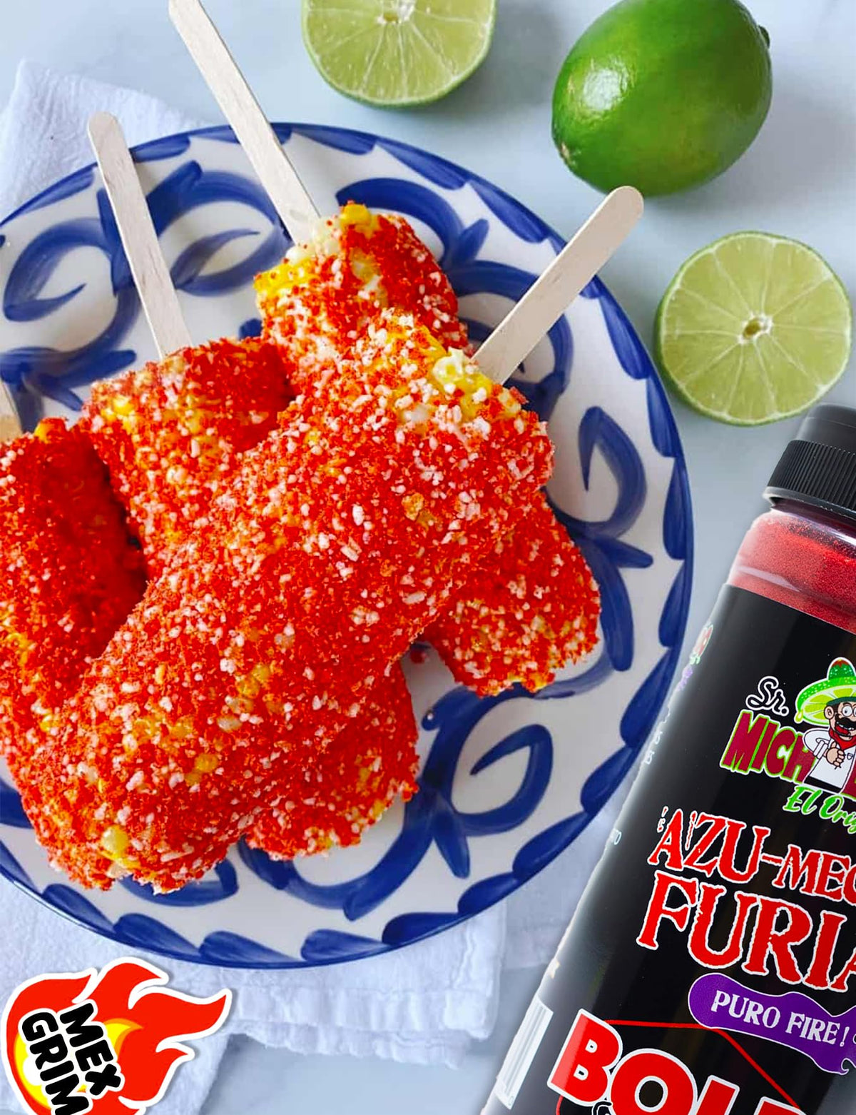 Mexgrim Bold Fuego Dust on fruit slices with tangy kick