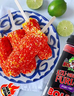 Mexgrim Bold Fuego Dust on fruit slices with tangy kick