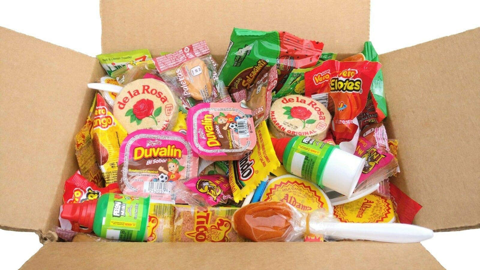 Mexi Mix Box candy assortment front view, ideal for gift ideas.