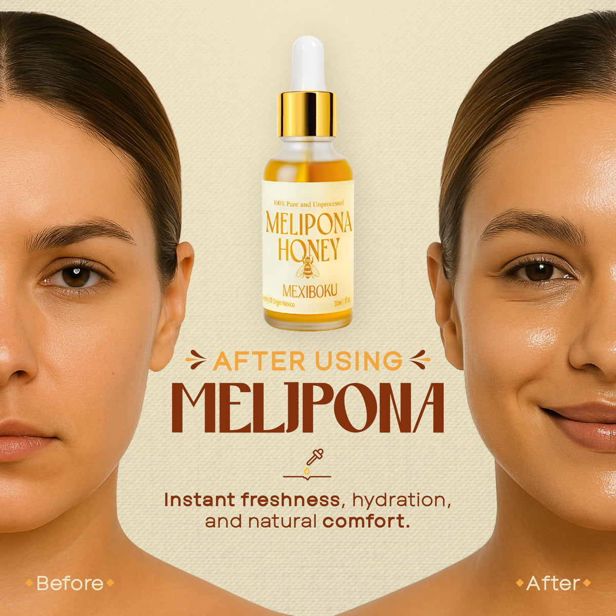 MEXIBOKU Jimerito honey drops on yogurt or cheese board, versatile use.