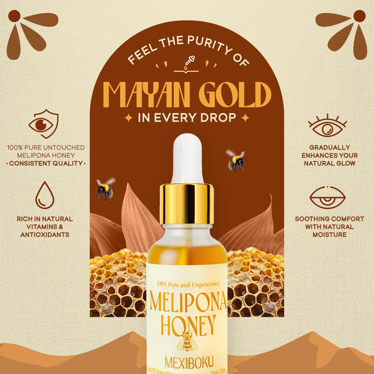 MEXIBOKU Jimerito honey in a premium glass bottle, ideal for culinary drizzle.