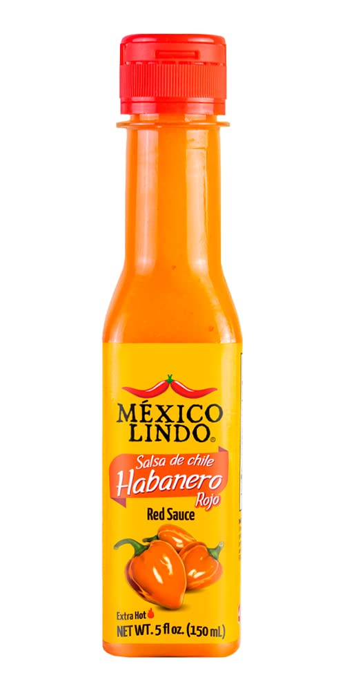 Mexico Lindo Green Habanero bottle delivers bright pepper heat with vibrant aroma.