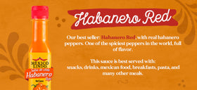 Mexico Lindo Red Habanero label design evokes traditional Mexican peppers