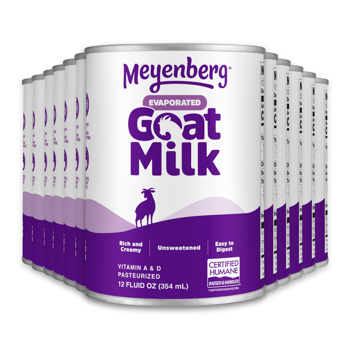Meyenberg evaporated goat milk can label for premium cooking
