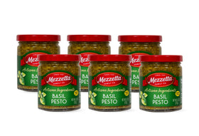 Mezzetta Basil Pesto Genovese jar showing fresh basil and pine nuts for pasta