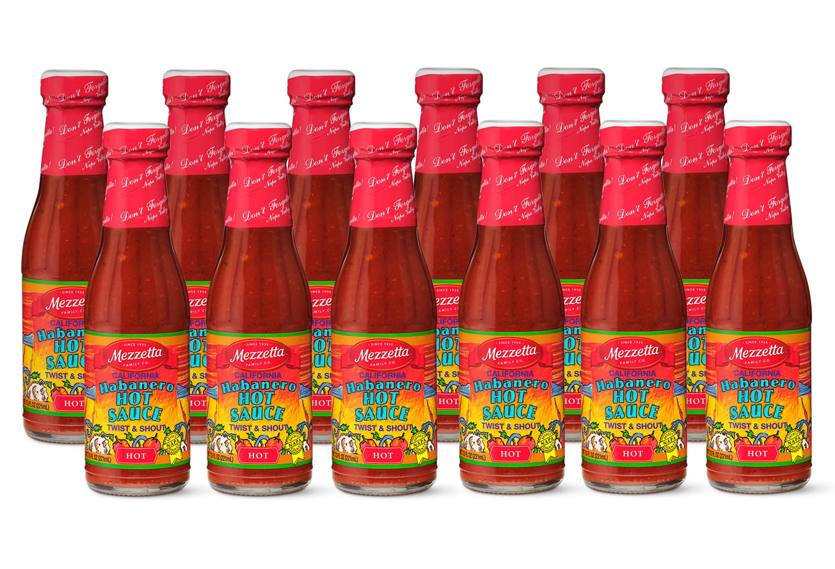 Mezzetta California Habanero Sauce bottle pouring to add bold heat