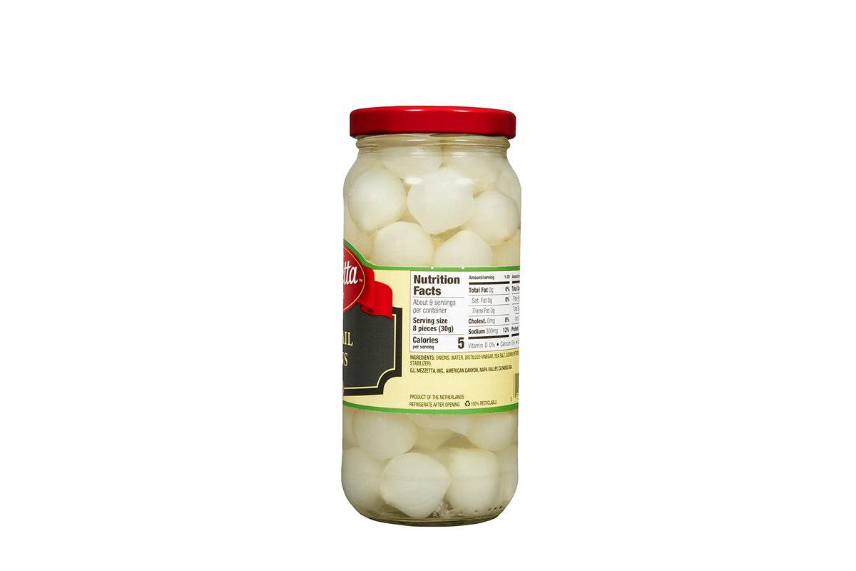Mezzetta cocktail onions packaging six jars ready for entertaining.