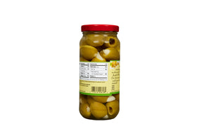 Close up of Mezzetta olives with fresh Gilroy garlic filling, ready to enhance meals