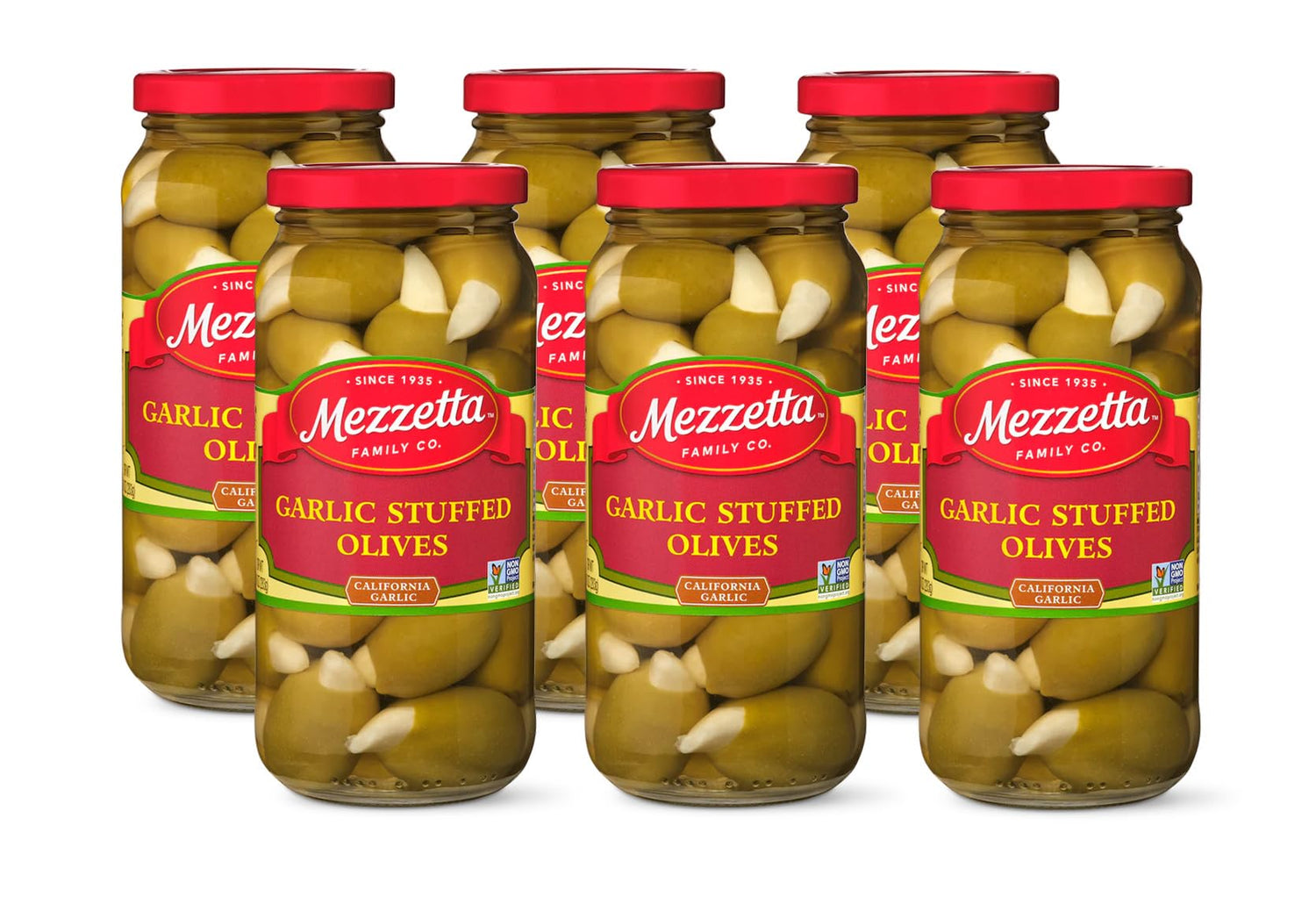 Mezzetta garlic stuffed olives with Greek green olives, premium appetizer option