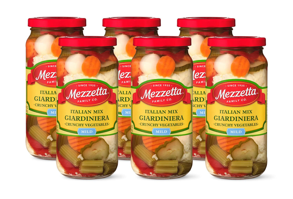 Mezzetta Italian Mix Giardiniera Mild—crunchy vegetables to elevate sandwiches and salads.