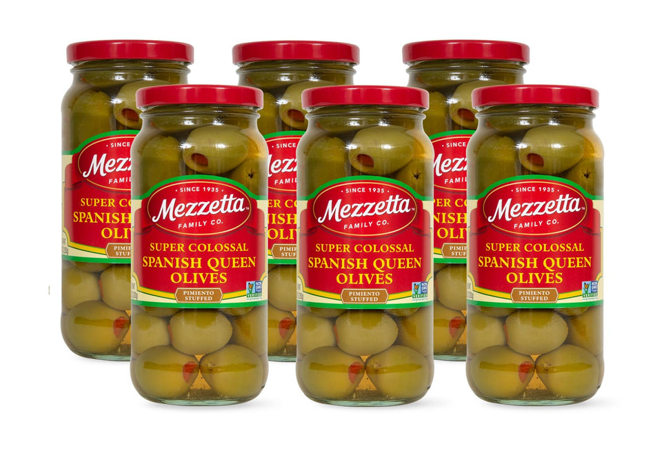 Mezzetta pimiento-stuffed olive jar for gourmet entertaining.