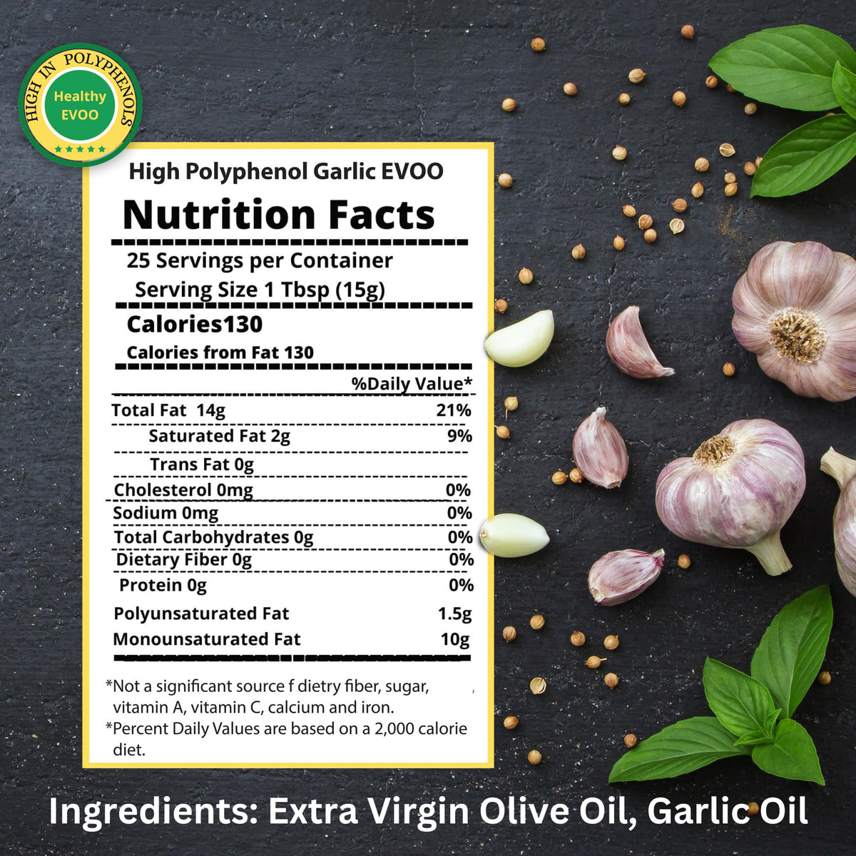 M.G. PAPPAS EVOO garlic oil on fresh bread and salads